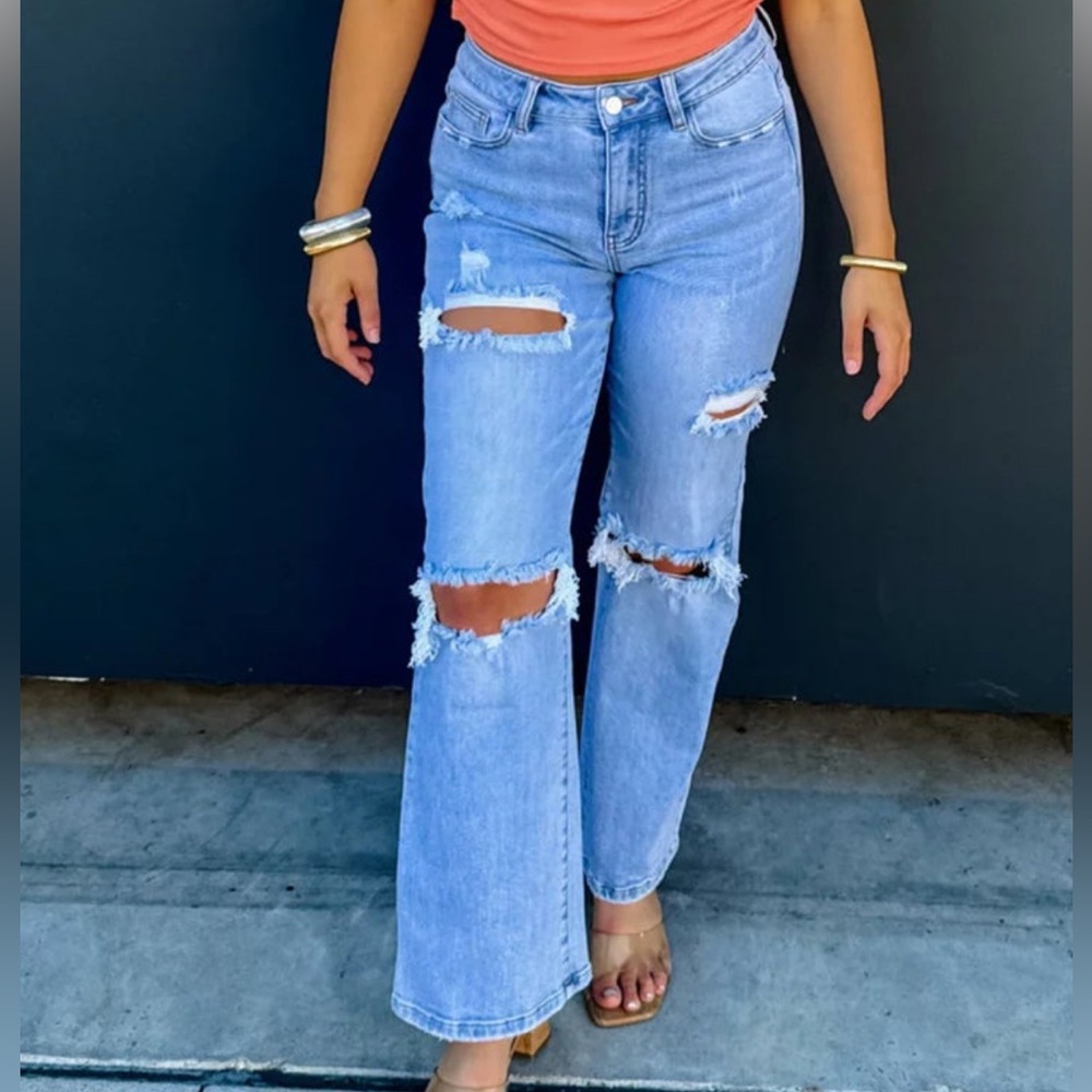 Ashland Straight Leg Distressed Denim Jean | Blakeley Jeans